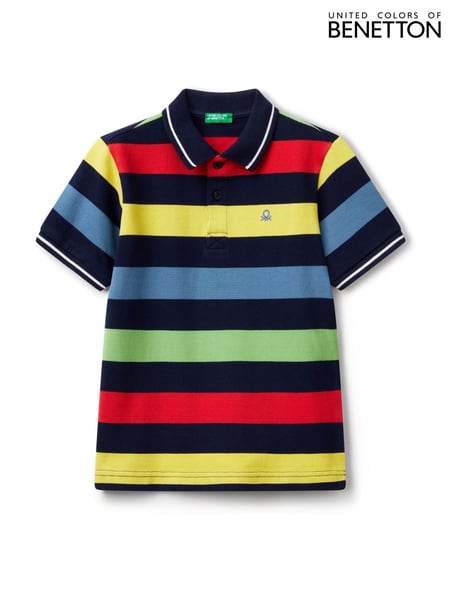 Benetton Boys Pique Stripe 100% Cotton Polo Shirt (AT1064) | € 36