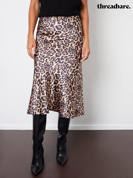 Threadbare Brown Satin Midi Skirt (AT1110) | € 55