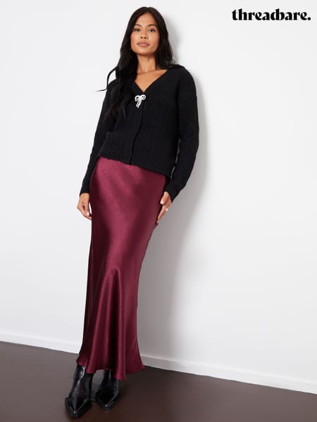 Threadbare Red Maxi Satin Slip Skirt (AT1126) | € 55