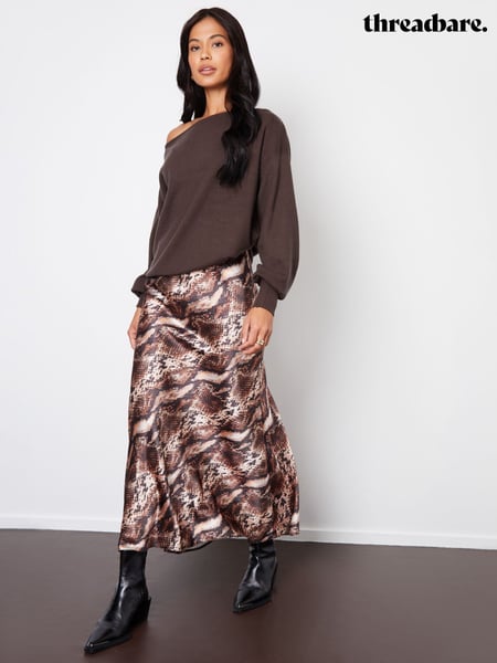 Threadbare Snake Print Maxi Satin Slip Skirt (AT1135) | € 24