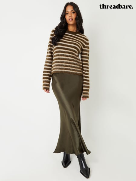 Threadbare Green Maxi Satin Slip Skirt (AT1139) | € 27