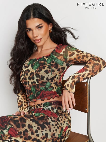 PixieGirl Petite Natural Leopard Rose T-Shirt (AT1320) | € 21