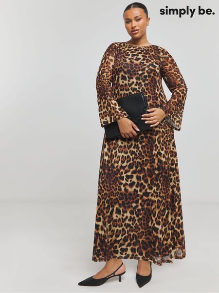Simply Be Leopard Print Dry Mesh Long Sleeve Maxi Dress (AT1367) | € 66