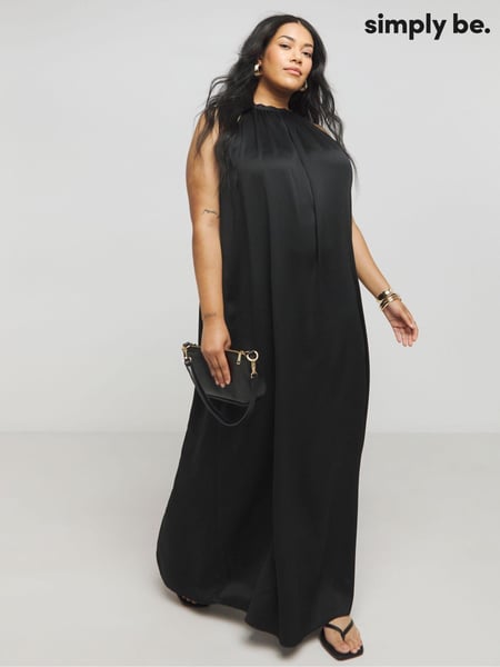 Simply Be Black Satin Halter Neck Dress (AT1370) | € 70