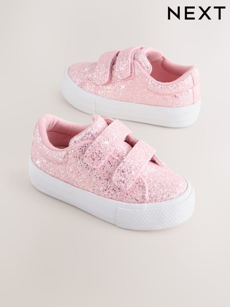 Pink Glitter Standard Fit (F) Chunky Trainers With Touch Fastening (AT1501) | € 23 - € 26