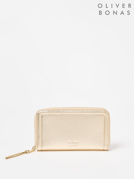 Oliver Bonas Gold Maddie Metallic Zip Around Purse (AT1641) | € 47