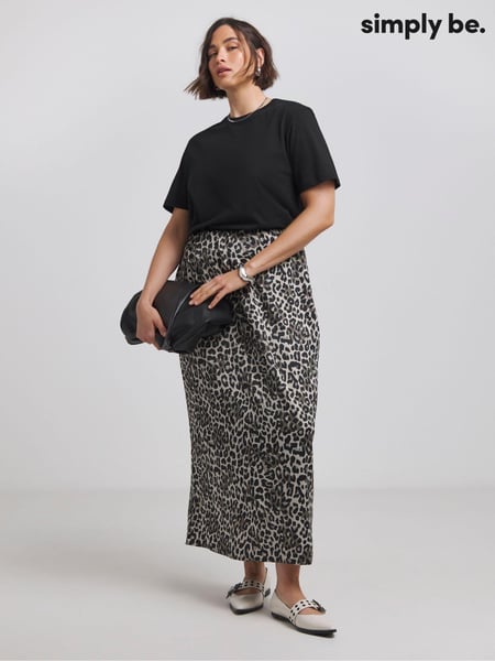 Simply Be Natural Leopard Print Satin Maxi Skirt (AT1654) | € 25