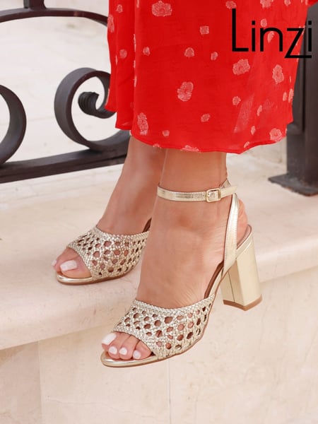 Linzi Gold Bridget Handwoven Block Heeled Sandals (AT1862) | € 59
