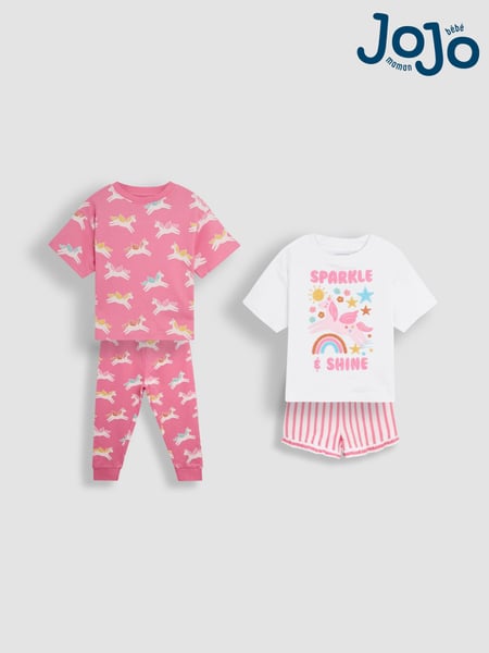 JoJo Maman Bébé Pink 100% Cotton Print Jersey Pyjamas 2 Pack (AT2027) | € 47