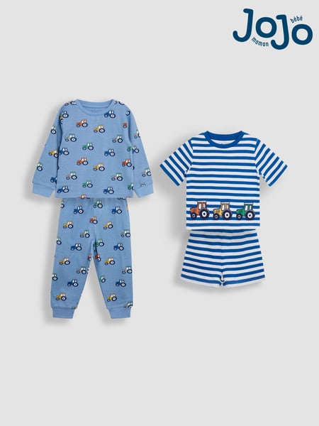 JoJo Maman Bébé Blue 100% Cotton Jersey Pyjamas 2 Pack (AT2053) | € 47