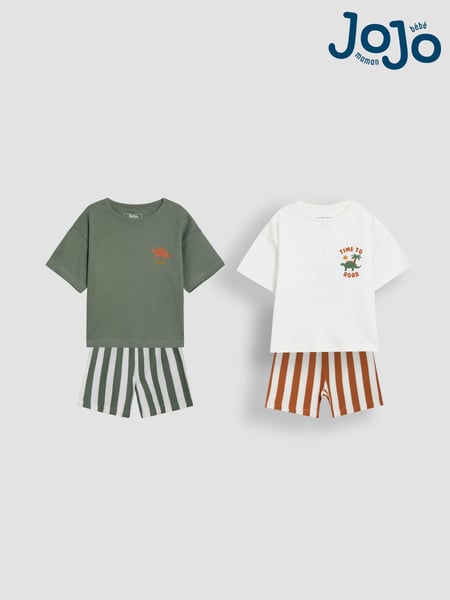 JoJo Maman Bébé Stone Print Short Jersey Pyjamas 2 Pack (AT2054) | € 47