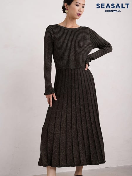 Seasalt Cornwall Black Glass Stem Sparkly Knitted Dress (AT4211) | € 72