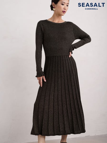 Seasalt Cornwall Black Petite Glass Stem Sparkly Knitted Dress (AT4214) | € 72