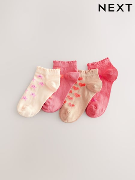 Pink/Tan 4 Pack Cotton Rich Trainer Socks (AT4447) | € 7 - € 10