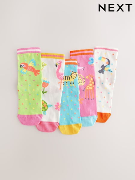 Multi 5 Pack Cotton Rich Flamingo Ankle Socks (AT4458) | € 11 - € 13