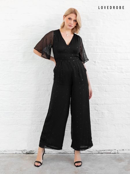 Lovedrobe Clip-Spot Black Jumpsuit With Waist Tie (AT4644) | € 39