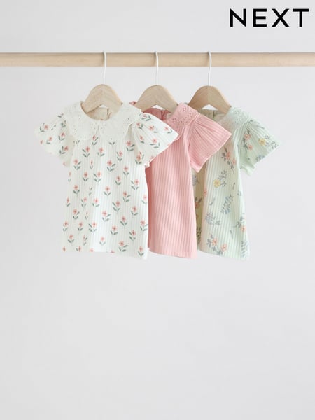 Pink and White Floral Baby Jersey Short Sleeve Tops 3 Pack (AT5573) | € 30 - € 33
