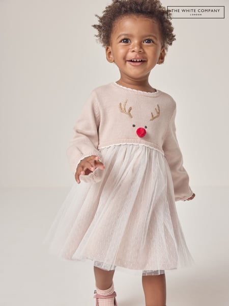 The White Company Pink Jingles Knit and Tulle Dress (AT5833) | € 24 - € 25