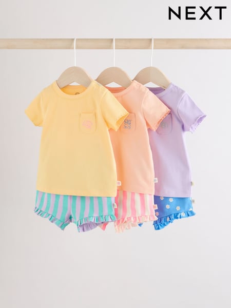 Purple/Yellow/Orange Baby Short Sleeve T-Shirt and Shorts Set 6 Piece (AT5948) | € 38 - € 41