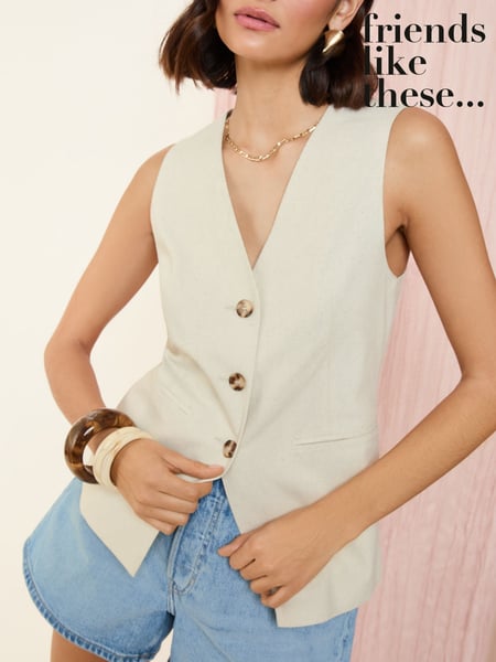 Friends Like These Neutral Tailored Waistcoat With Linen (AT5970) | € 58