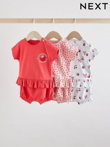 Red/ Pink/ White Strawberry Baby Frill T-Shirt and Shorts Set 6 Piece (AT5980) | € 40 - € 43