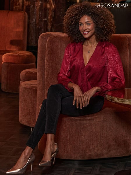 Sosandar Red Satin Wrap Top (AT6474) | € 76