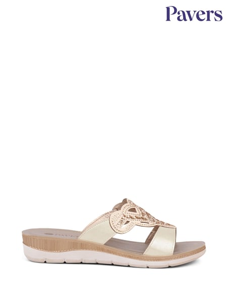 Pavers Gold Embellished Mule Sandals (AT6813) | € 39