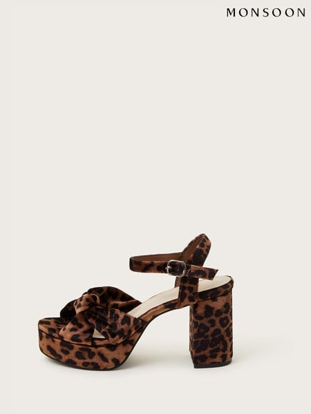 Monsoon Brown Mara Leopard Print Platform Heels (AT6956) | € 101
