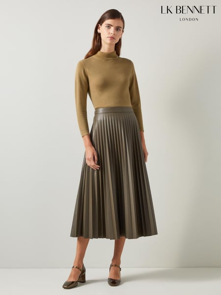 LK Bennett Brown Sadie Gold Turtle Neck Metallic Knit Top (AT7365) | € 116