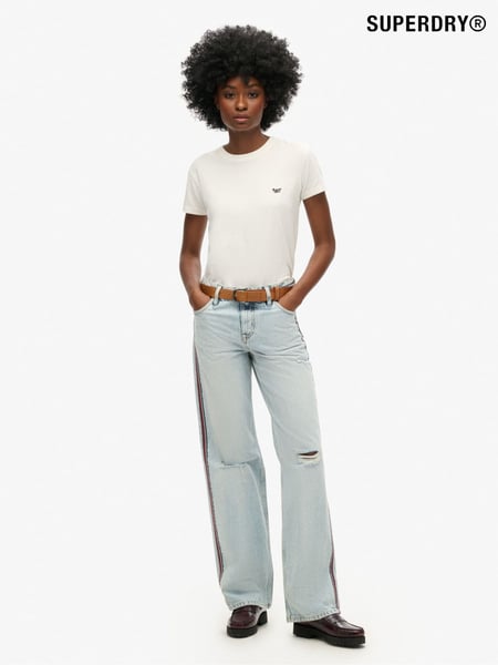 Superdry Blue Mid Rise Wide Leg 100% Cotton Double Tape Jeans (AT7385) | € 53
