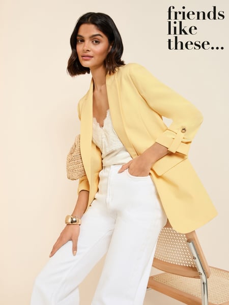 Friends Like These Buttermilk Yellow Edge to Edge Tailored Sleeve Detail Blazer (AT8524) | € 69