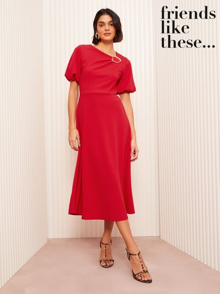 Friends Like These Red Short Sleeve Buckle Detail Tailored Dress (AT8617) | € 69