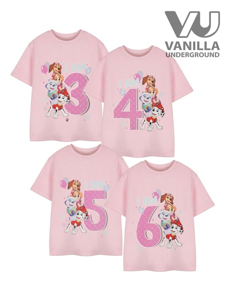 Vanilla Underground Pink Girls Paw Patrol Birthday Age 100% Cotton T-Shirt (AT9005) | € 22