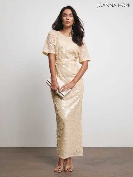 Joanna Hope Cream Sequin Column Dress (AT9062) | € 187