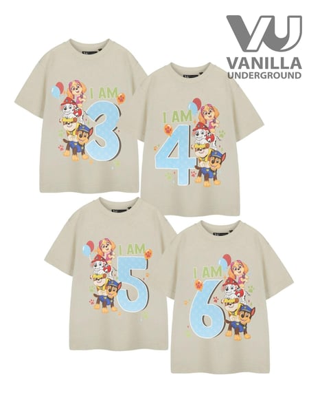 Vanilla Underground Cream Boys Birthday Age Paw Patrol 100% Cotton T-Shirt (AT9267) | € 22