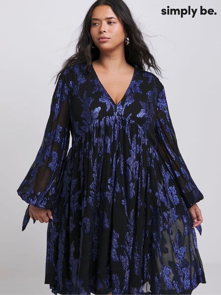 Simply Be Black Jacquard Smock Dress (AT9327) | € 47