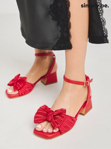 Simply Be Red Extra Wide Fit Low Heel Bow Occasion Sandals (AT9339) | € 59