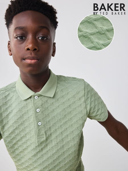 Baker by Ted Baker Textured 100% Cotton Polo Shirt (AT9428) | € 34 - € 44