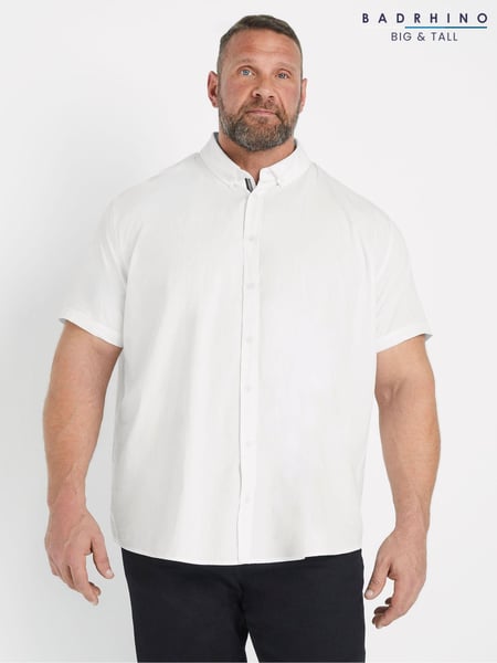 BadRhino Big & Tall White Short Sleeve Poplin 100% Cotton Shirts 2 Pack (AT9623) | € 70