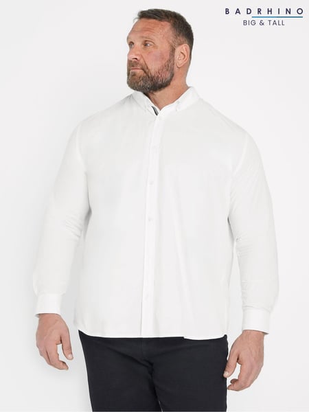 BadRhino Big & Tall White Long Sleeve Poplin 100% Cotton Shirts 2 Pack (AT9628) | € 76
