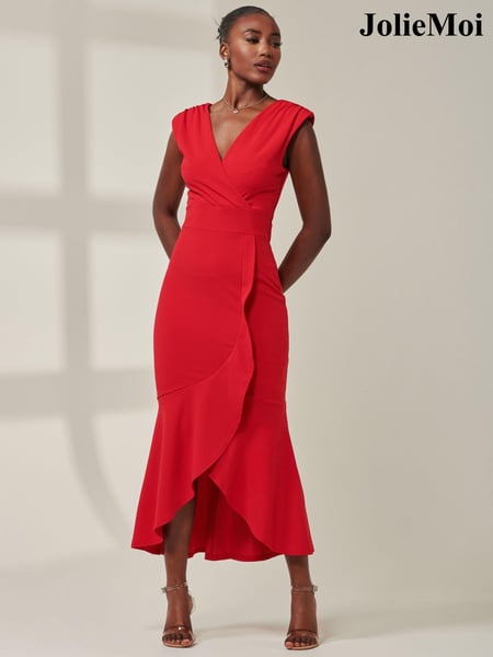 Jolie Moi Red Tara Sleeveless Draped Maxi Dress (AU0305) | € 123
