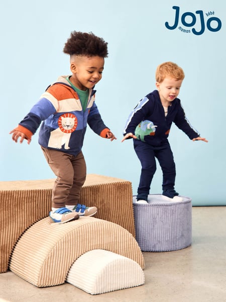 JoJo Maman Bébé Tan Brown & Natural Marl 2-Pack Relaxed Fit Turn Up Joggers (AU0454) | € 32 - € 37
