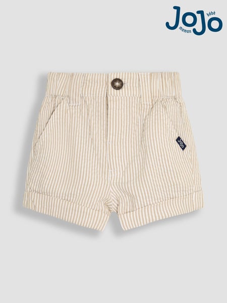 JoJo Maman Bébé Natural Stone Seersucker Stripe Shorts (AU0476) | € 29 - € 34