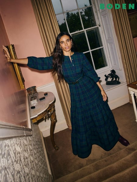 Boden Blue Alba Check Maxi Dress (AU1254) | € 109
