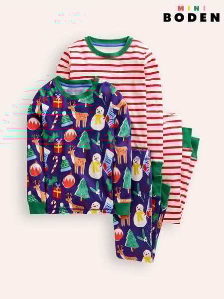 Boden Blue Snug Twin Pack All Christmas Nightwear Pyjamas (AU1308) | € 39 - € 44