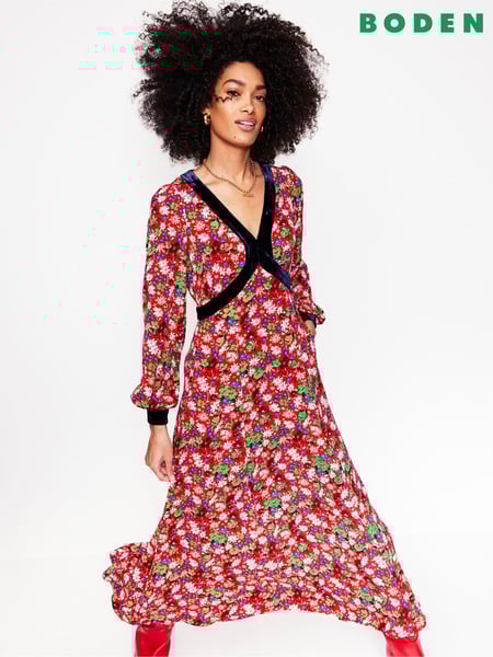 Boden Red Velvet Trim Maxi Tea Dress (AU1479) | € 117