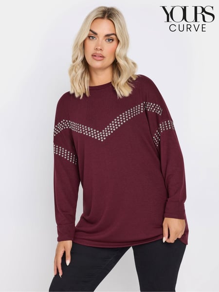 Yours Curve Red Chevron Studded Jumper (AU1576) | € 53