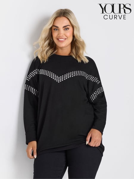 Yours Curve Black Chevron Studded Jumper (AU1613) | € 53