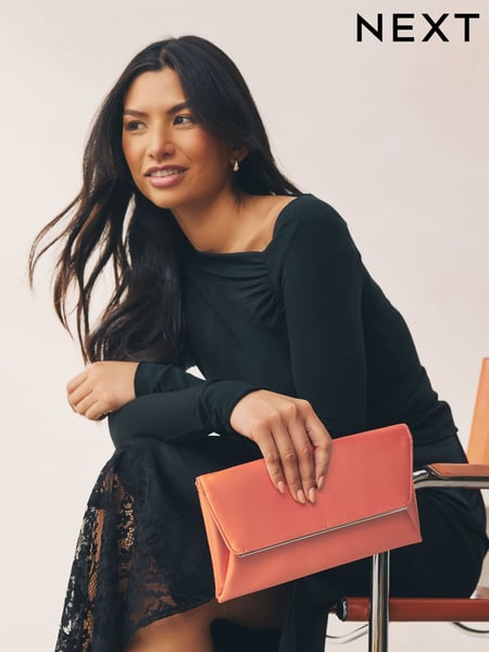 Orange Satin Clutch Bag (AU1739) | € 26