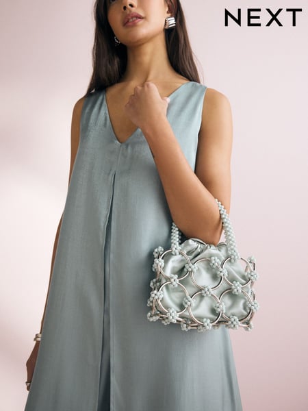 Blue Beaded Handheld Bag (AU1746) | € 58